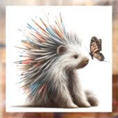 "好奇のトゲトゲ君" 水彩画のヤマアラシ ステッカー ウィンドウサイン (シート2)