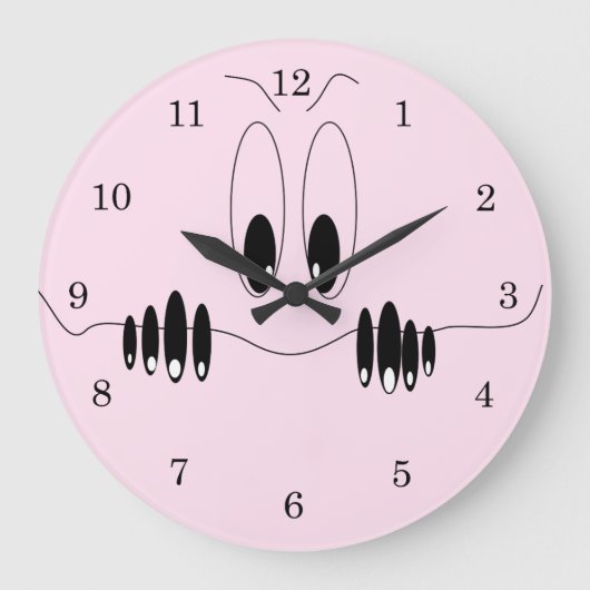 好奇心おもしろいの目-漫画のスケッチハッピースマイル ラージ壁時計 (正面)