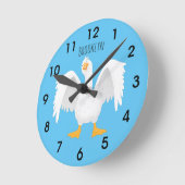 好奇心おもしろい旺盛な家庭用鳥の漫画イラストレーション ラウンド壁時計 (傾斜)