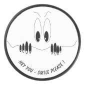 好奇心おもしろい目付きホッケーパックカスタム文字 アイスホッケーパック (正面)