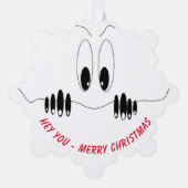 好奇心おもしろい眼付きクリスマス飾りカード オーナメントカード (正面)