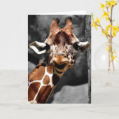好奇心が強いキリンの挨拶状 カード (黄色い花)