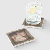 好奇心が強いコブタ ストーンコースター (横)