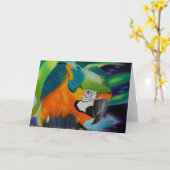 好奇心が強いコンゴウインコ カード (黄色い花)