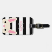 好奇心が強いバニー|は|のモノグラムを縞で飾ります ラゲッジタグ (正面横)