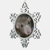 好奇心が強いラット スノーフレークピューターオーナメント (右)