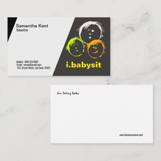 好奇心が強い子供の顔のベビーシッターの名刺 名刺 (正面/裏面)
