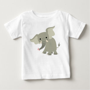 好奇心が強い漫画象のベビーのTシャツ ベビーTシャツ