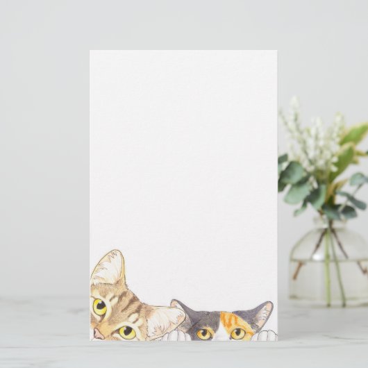 好奇心が強い猫の文房具 便箋 (スタンド正面)