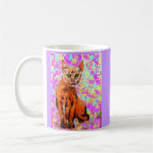 好奇心が強い猫の紫色 コーヒーマグカップ (左)