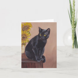 好奇心が強い猫の黒の子猫の芸術のメッセージカード カード