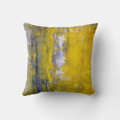 「好奇心が強い」灰色および黄色の抽象美術の枕 クッション (裏面)