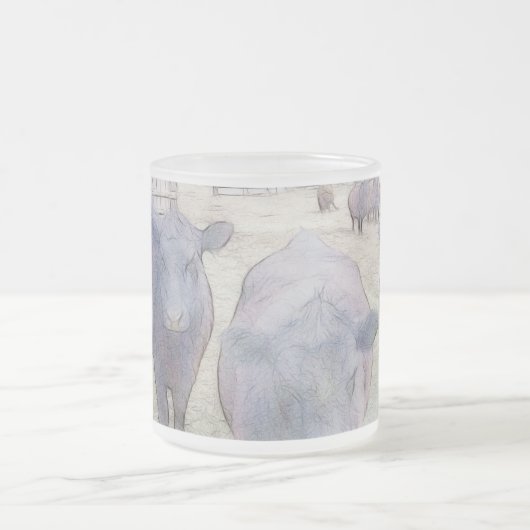 好奇心が強く若く黒いアンガス フロストグラスマグカップ (中央)