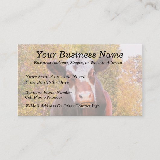 好奇心が強く赤い牛 名刺 (正面)