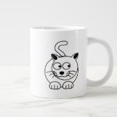 好奇心で座る漫画の猫 ジャンボコーヒーマグカップ (右)