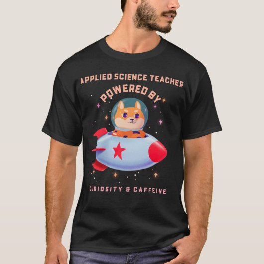 好奇心とカフェインで動く科学の先生 Tシャツ (正面)