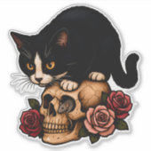好奇心とドクロ 〜 猫とネズミ シール (正面)