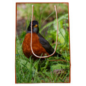 好奇心と希望に満ちたアメリカロビン ミディアムペーパーバッグ (裏面)