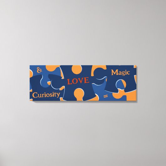 好奇心と愛 = 魔法のジグソーパズルのピース キャンバスプリント (正面)