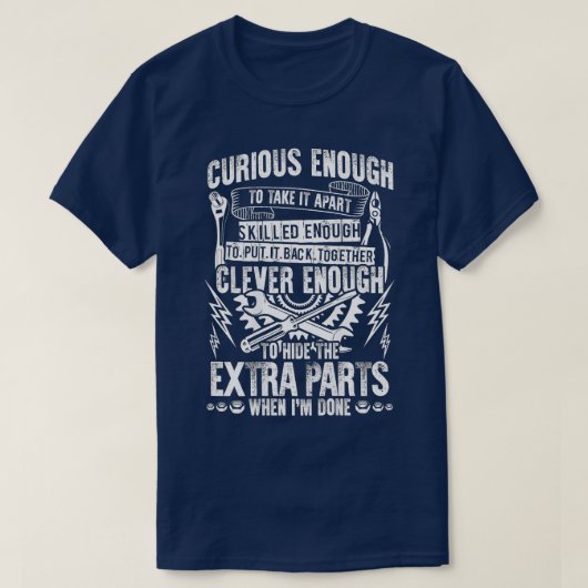 好奇心と熟練し、賢いおもしろい車の自動車トラックM Tシャツ (デザイン正面)