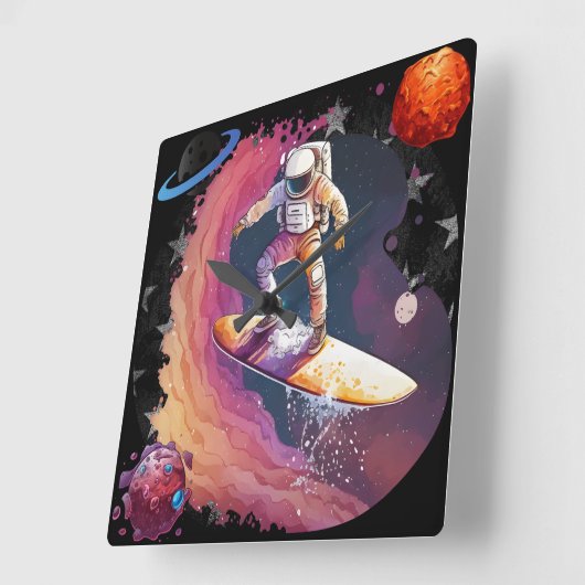 好奇心と知識 スクエア壁時計 (傾斜)