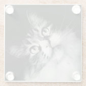 好奇心にあふれる猫の表現ガラスのコースター ガラスコースター (裏面)