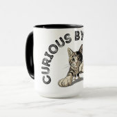 好奇心による自然打ち抜き猫デザイン マグカップ (正面左)