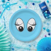 好奇心に満ちたアイブルーの紙プレート – カスタマイズ可能 ペーパープレート (パーティー)