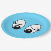 好奇心に満ちたアイブルーの紙プレート – カスタマイズ可能 ペーパープレート (アングル)