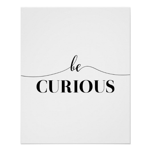 好奇心に満ちたミニマルタイポグラフィ ポスター (正面)