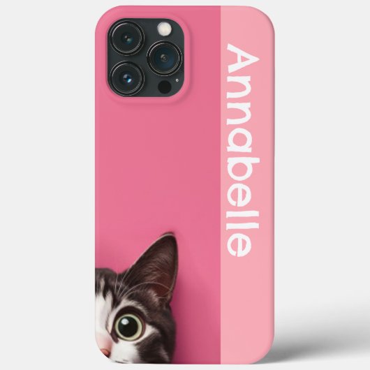 好奇心に満ちた子猫ピンクのパーソナライズ Case-Mate iPhoneケース (裏面)