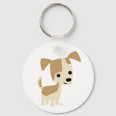 好奇心に満ちた小さな犬の漫画キーチェーン キーホルダー (正面)
