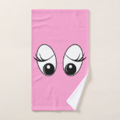 好奇心に満ちた目ピンクのバスタオル – 色を選択 バスタオルセット (ハンドタオル)