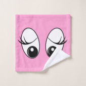 好奇心に満ちた目ピンクのバスタオル – 色を選択 バスタオルセット (ウォッシュタオル)
