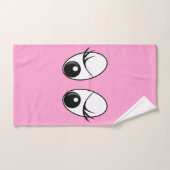 好奇心に満ちた目ピンクのバスタオル – 色を選択 バスタオルセット (ハンドタオル)