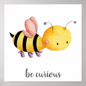 好奇心に満ちた黄色とピンクビーの子供たち子供部屋ポスター ポスター (正面)