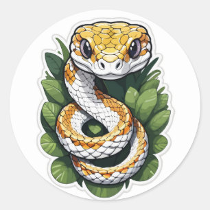 好奇心に満ちたPythonのステッカー – A Slithering Surprince ラウンドシール