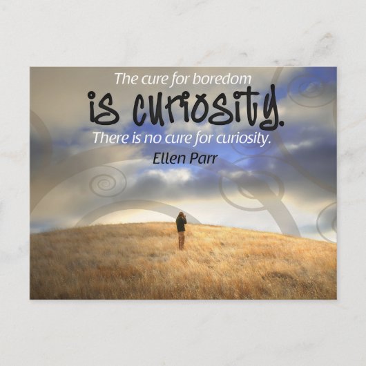 "好奇心のための治療なし"感動的引用文ポストカ ポストカード (正面)