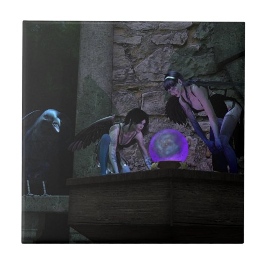 好奇心の強いカラス妖精の国 タイル (正面)