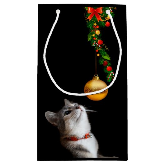 好奇心の強いクリスマス猫 スモールペーパーバッグ (裏面)