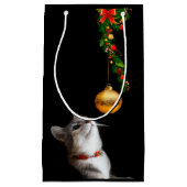 好奇心の強いクリスマス猫 スモールペーパーバッグ (正面)