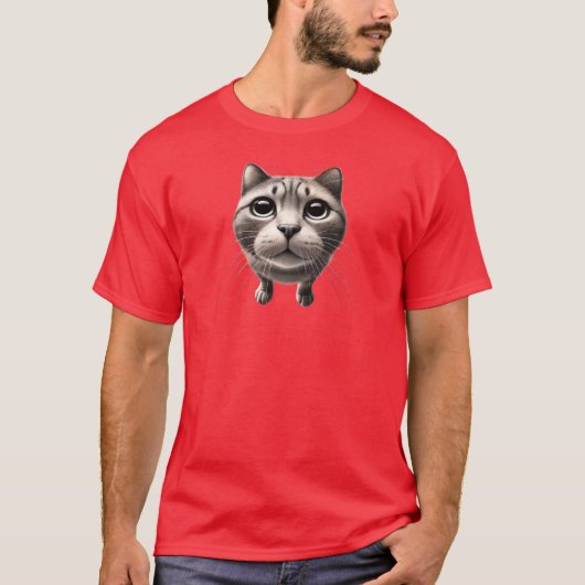 好奇心の強い猫の視点 Tシャツ (正面)