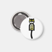 好奇心の強い猫の黒い黄色 マグネット (正面/裏面)