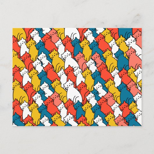 好奇心の強い猫カラフル ポストカード (正面)