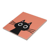 好奇心の強い黒猫の装飾セラミックタイル タイル (側面)