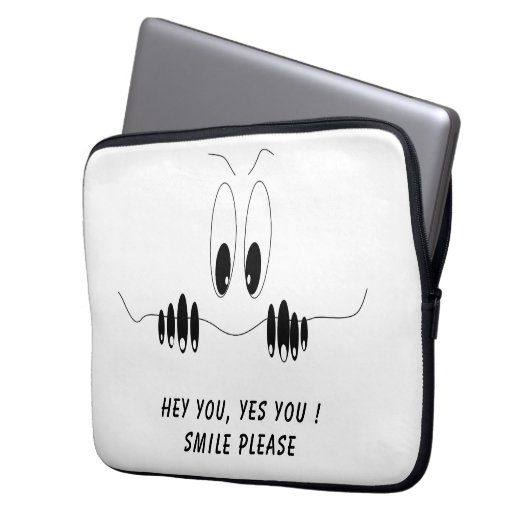 好奇心の目ラップトップスリーブあなたのテキストと色 ラップトップスリーブ (正面左)