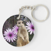 好奇心の開花：紫のデイジーの間のメルカト キーホルダー (裏面)