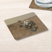 好奇心は表面に揺れ動く火星。 スクエアペーパーコースター (アングル)