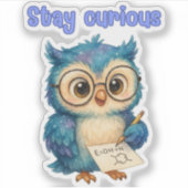 好奇心をそそる – Owl Sticker シール (正面)