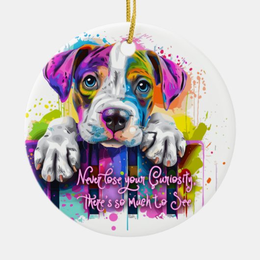 好奇心を失うことはないし、見るものも多い セラミックオーナメント (正面)